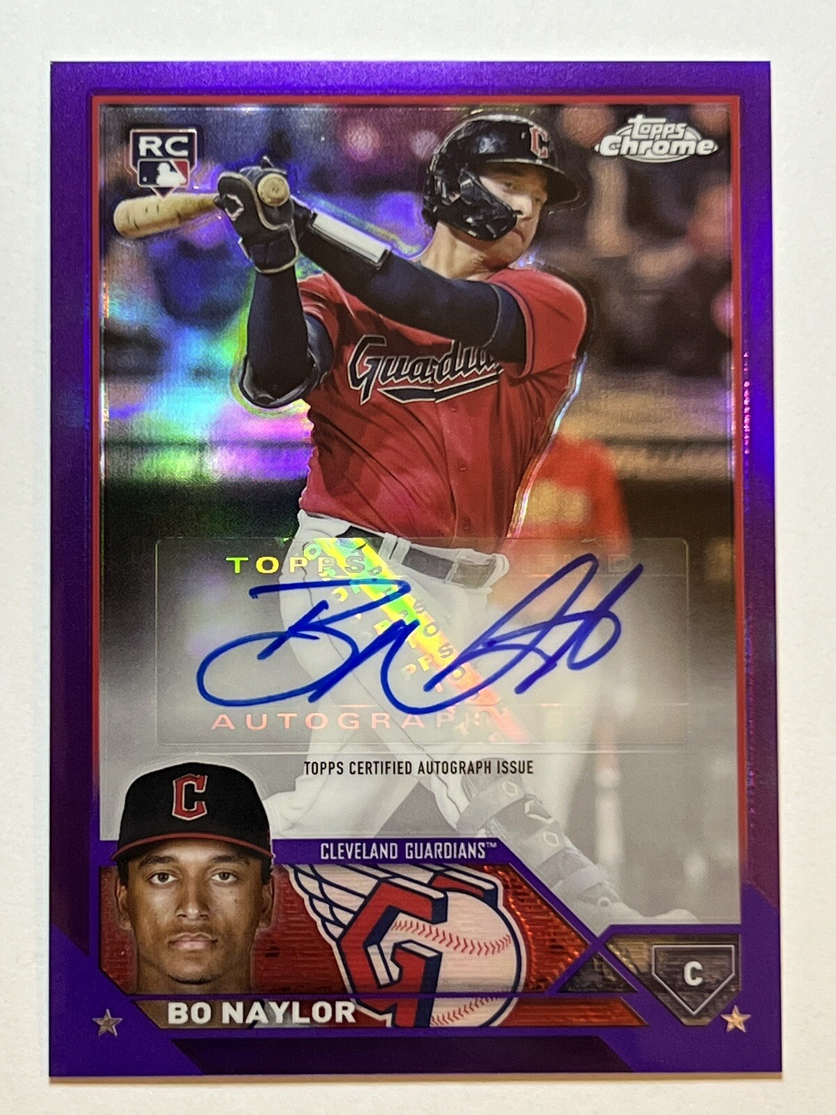 2023 Topps Chrome UPDATE AC-BN Bo Naylor Rookie Auto Purple 156/250 Guardians RC
