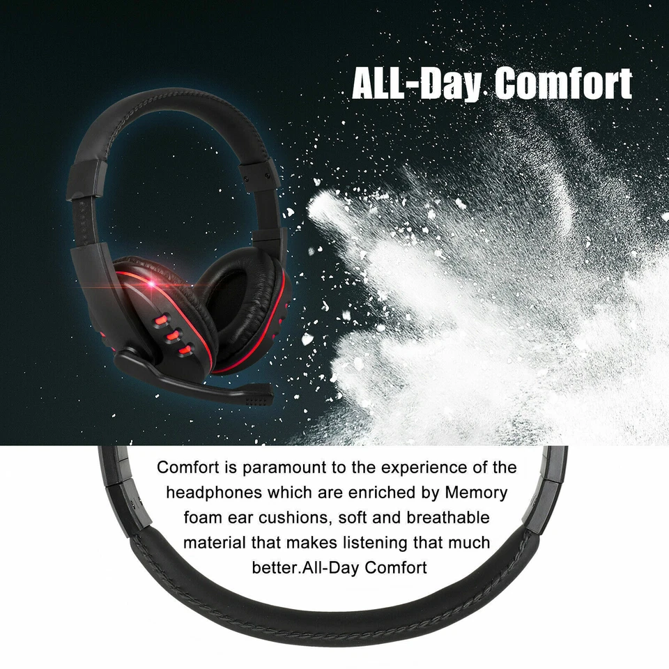 Pro Gamer Headphones For PS5 PlayStation 4 Xbox One & PC Computer Red Headset - Image 2 of 4