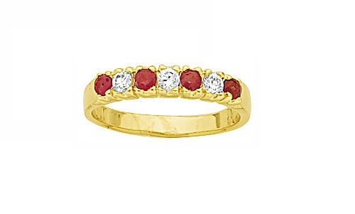 Alliance rubis Cz plaqué or 18K taille 54 pour soirées et mariages