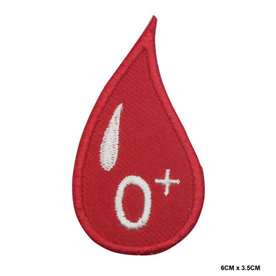 O Positive Blood Drop Logo Iron/Sew On Patch Embroidered Applique For Clothes