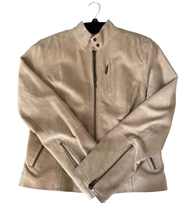 CONTEXT Suede Leather Jacket Size 6 in Cappucino for women