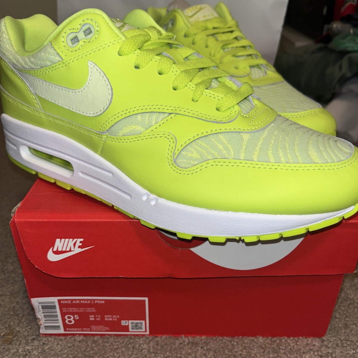 スニーカー Nike AIR MAX1 TOPOGRAPHY VOLT FN6832-702 Nike Men's Air Max 1 Premium - Size: 9 - Topography - FN6832