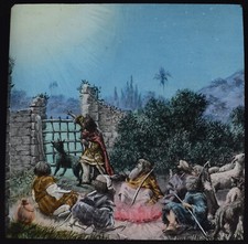 BEN HUR NO10A THE AFFRIGHTED SHEPHERDS Magic Lantern Slide C1890 RELIGION CHRIST