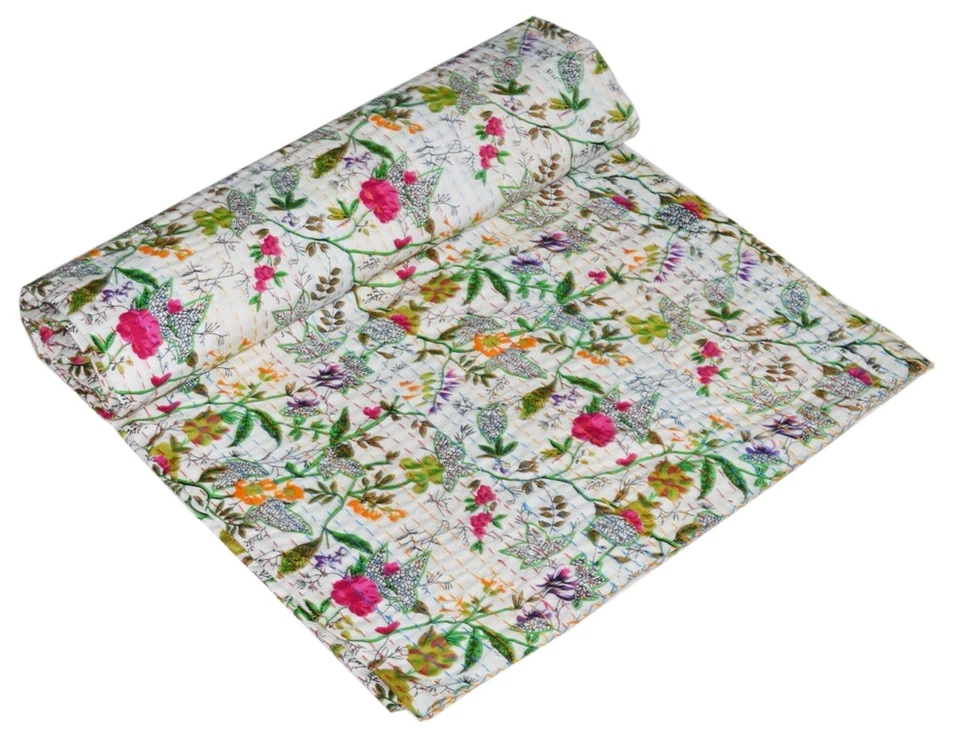 9 PIECES WHOLESALE LOT KANTHA QUILT TWIN SIZE INDIAN PARADISE BLANKET GUDARI - Image 4 of 4