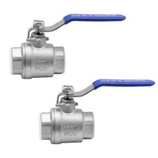 1/2" NPT Female 304 Stainless Steel Full Port Ball Valve with Blue Vinyl Hand...