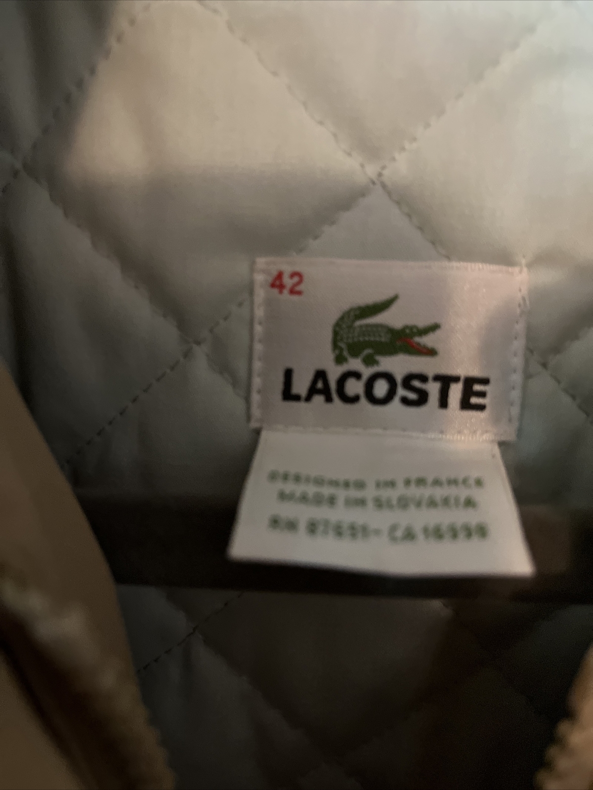 LACOSTE WOMANS ALL WEATHER HOODED JACKET SIZE 42 Gem