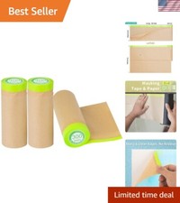 Pre-Taped Masking Paper for Painting - 12 inch x 50 feet Tape and Drape Paint...