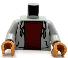 Lego New Light Blush Gray Minifig Torso Hoodie Open w/ Pockets Drawstring Part