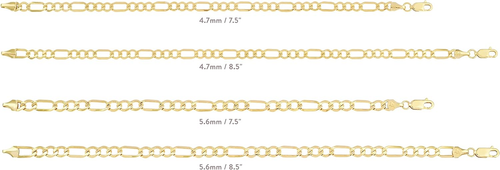 Gold Filled Chain Bracelet Collection - 14K Solid Yellow Gold Filled Figaro Chai - Picture 7 of 12