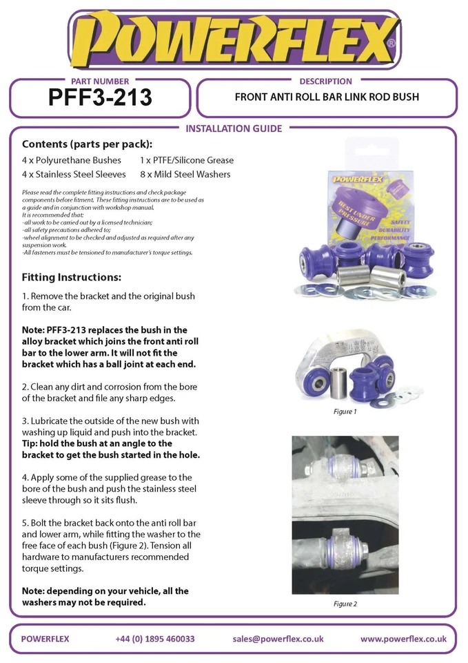 Powerflex Black Anteriore o,Collegamento Spazzole per Audi A4 B5 Avant 4WD - Immagine 4 di 4