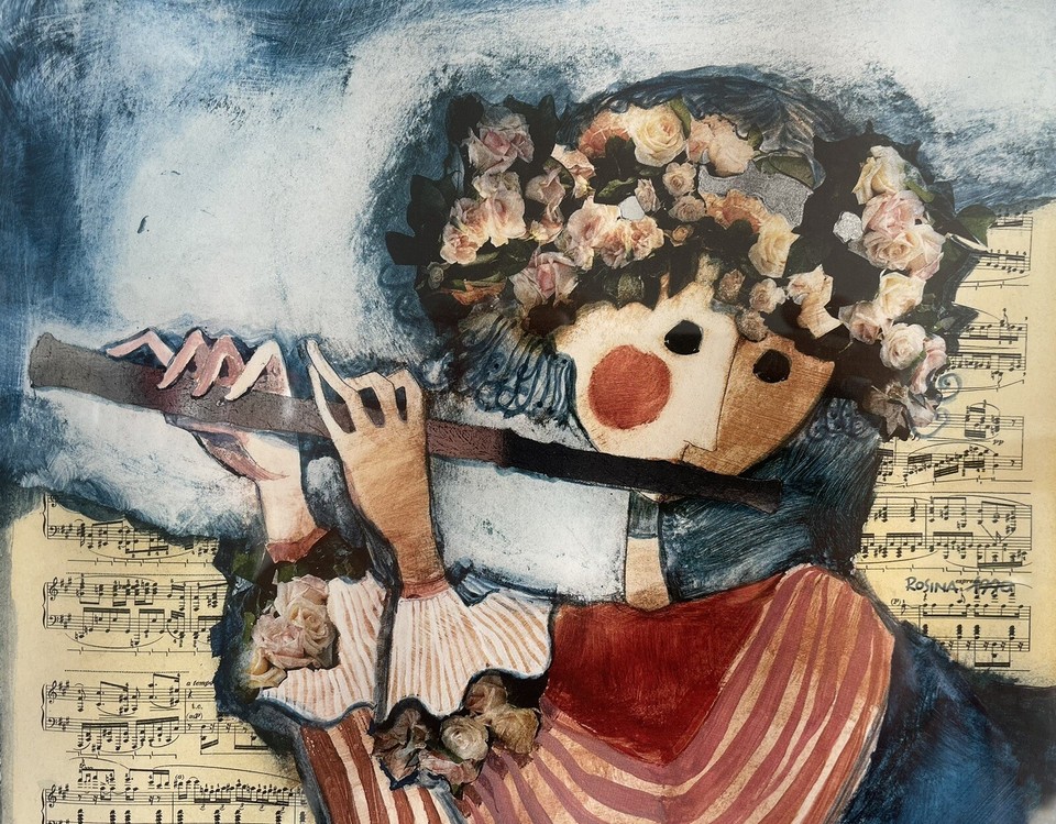 Rosina Wachtmeister Flute Player Verkerke Silver Foil Print 1991