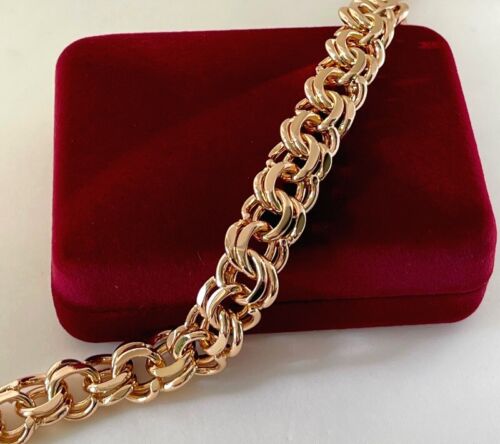 Noble Men's Bracelet Curb Chain 750 Gold 18K Gold Plated Solid 22mm - Picture 1 of 7