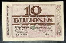 1923 Germany DIUSBURG  10 Trillion / 10.000.000.000.000 Mark Banknote