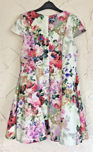 TRUE DECADENCE Vintage Dress UK 14 Floral Design Net Underskirt Fit & Flare VGC - Picture 5 of 11