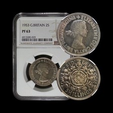GREAT BRITAIN. 1953, Florin - NGC PF63 - 2 Shillings, Tudor Rose, Shamrocks 029