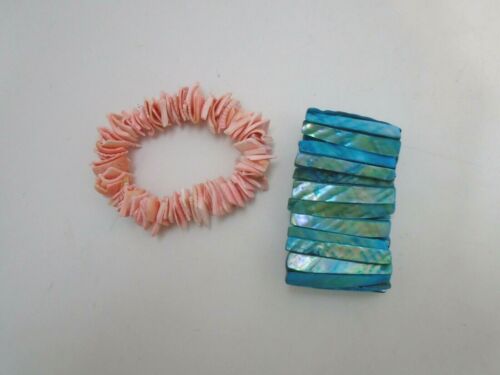 Lot of Assorted Shell Bracelets Stretch Bangle 2 … - image 1