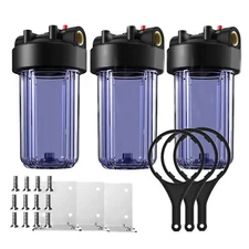 SimPure 3 Pack 10 Inch Whole House Water Filter Housing Fit 4.5" x 10" Cartridge