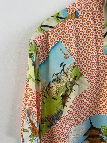 Gitman Bros Shirt Mens Large Multi Button Up USA Rayon Vintage Oriental Chinese - Picture 6 of 18