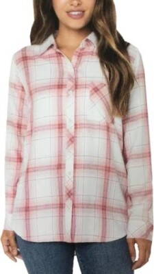 Well Worn Ladies' 100% Viscose Button-Up Shirt, Pink,  S
