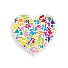Dog Paw Heart Sticker Decal