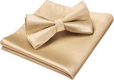 Bow Ties for Men Solid Color Pre-Tie Bow Tie and Pocket Square Set Classic Forma