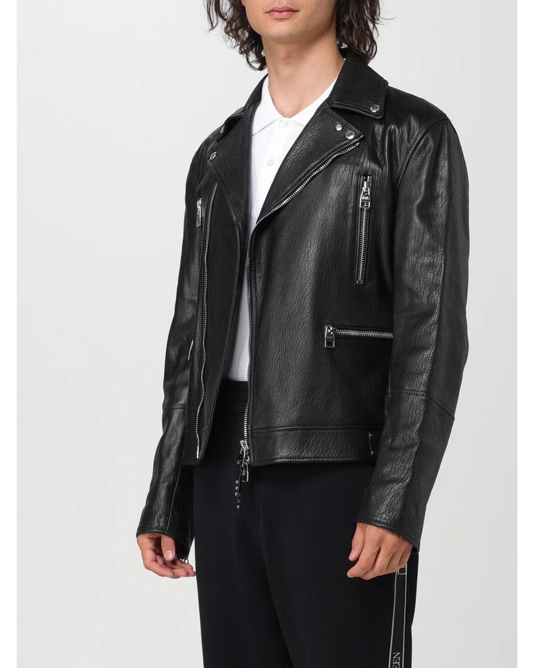Mcqueen Leather Jacket Motorcycle Style Men Black - Image 4 of 4