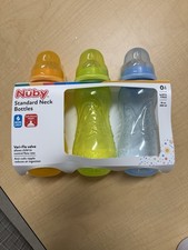 Nuby 3 Pk Standard Neck Non-Drip Bottles 10 Oz New