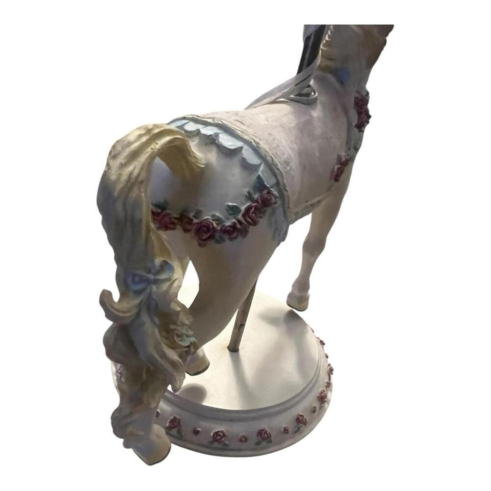 Vintage Carousel Horse Resin Heavy Large Brass Pole