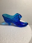 Vintage Fenton Colonial Blue Hobnail  Cat Shoe / Slipper Glass