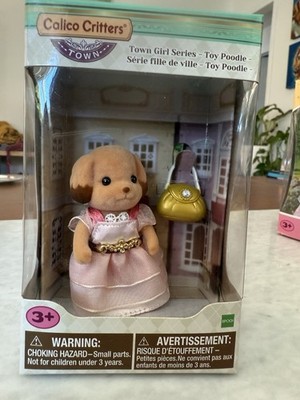 NEW Calico Critters Town Girl Series Laura Toy Poodle Figure  Purse Handbag Pink