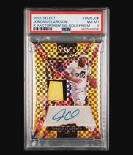 PSA 8 2024-25 Panini Select Jordan Clarkson Gold Prizm Patch Auto /10 SSP Knicks