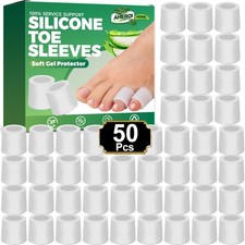 Silicone Toe Sleeves 50 Count Pain Relief Pinky Toe Protector Corn Protectors...