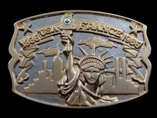 RL13116 VINTAGE 1986 STATUE OF LIBERTY USA FRANCE COMMEMORATIVE BELT BUCKLE