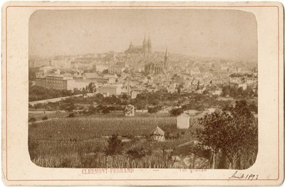 Clermont-Ferrand. Gesamtansicht. Kabinettkarte Card.Vintage Fotoalbum 1893.