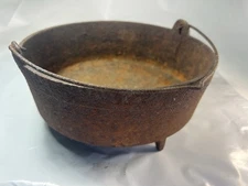 Antique Three Leg Cast Iron Kettle Cauldron 10in Primitive Rustic Pot Display