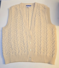 Vintage Pendleton Wool Cable Knit Sweater Vest Ivory Men's Size M USA