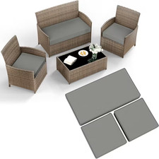 Rattan Chair Cushion Set Garden Sofa Seat Pad 3pc Replacement Set Outdoor Garden