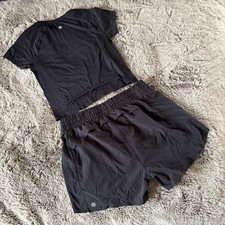 Athleta Girl Black Set Shorts T-shirt Dance Yoga Athletic Cheer Practice XXL 16