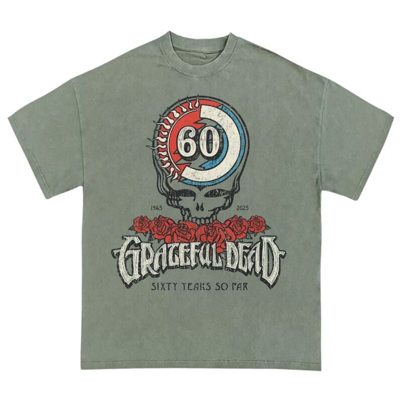 Футболка Grateful Dead Herren Stealie Roses 60-й группы grün-Товар, Группы