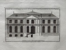 Antique French Architectural Engraving, Country House in Geneva by Blonde 1721