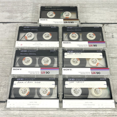 Lot of 7 SONY UX 90 & Microfine Uniaxial High Bias Type II Audio Cassette Tapes