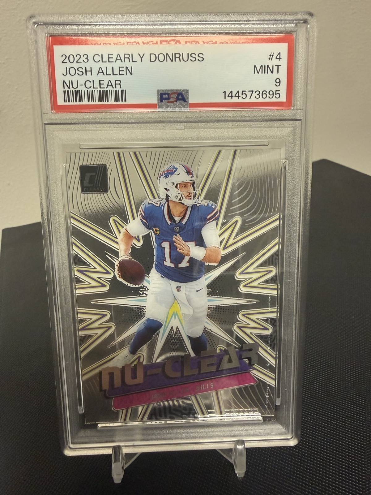 2023 Panini Clearly Donruss Nu-Clear Josh Allen #4 PSA 9 MINT Buffalo Bills view 1