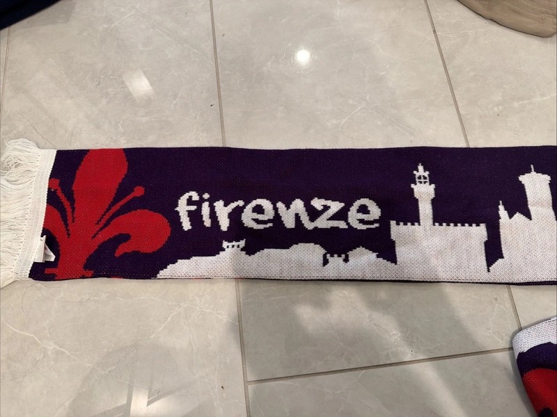 Fiorentina Scarf Italian Soccer W/ Florence Skyline Print Firenze Italy Official
