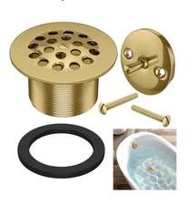 Trip Lever Tub Trim Kit Set with Two Hole Overflow Premium Brushed Gold