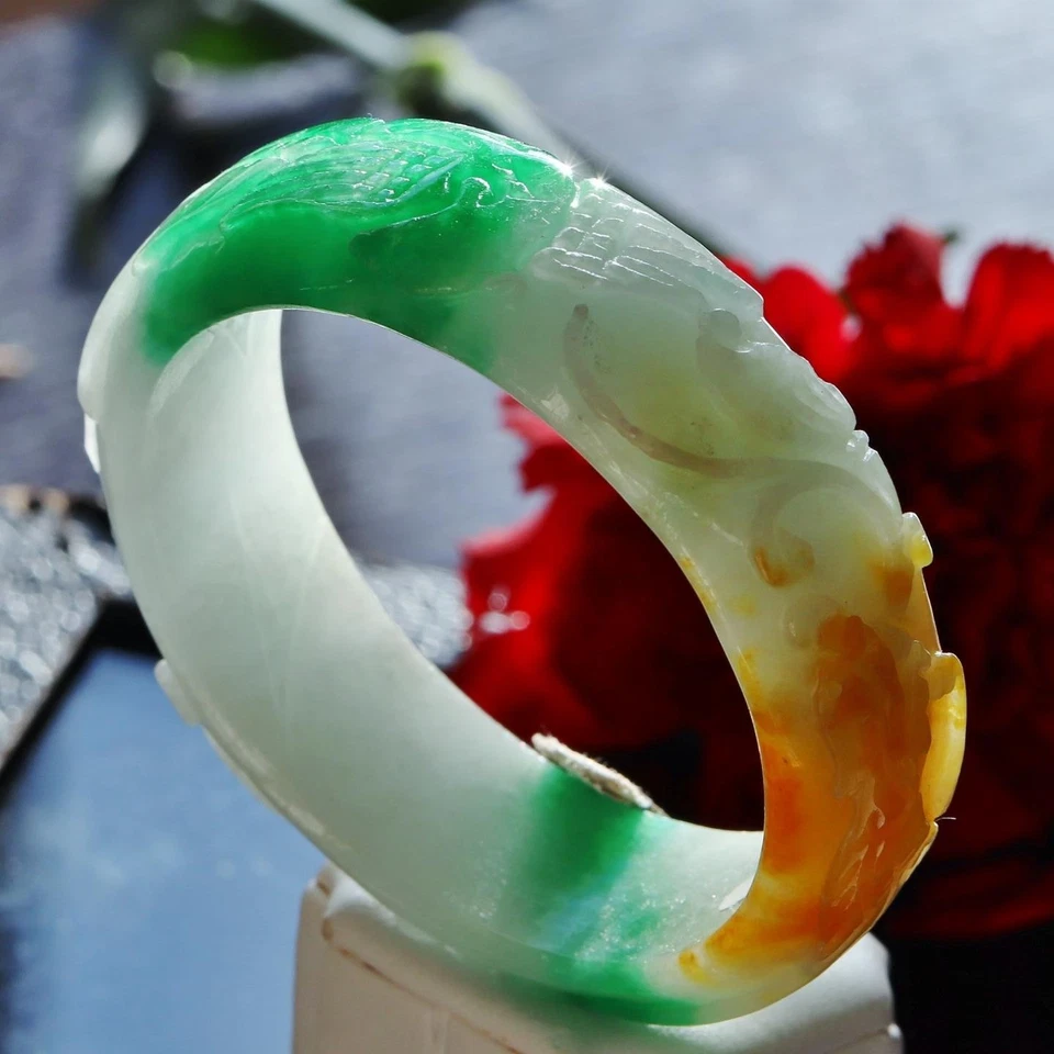 Brazalete brazalete jadeíta natural multicolor 59mm tallado a mano 82,6gr Foto 2 de 4