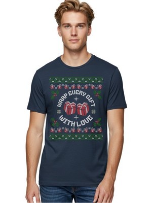 Wrap-Every-Gift-With-Love Mens Graphic Tee,100% Cotton,Casual Summer Wear