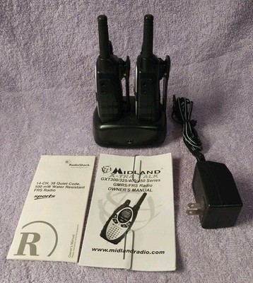 2-Midland X-tra GXT-400 Black/Silver Handheld 22 Channels 10 Mile Two Way Radios