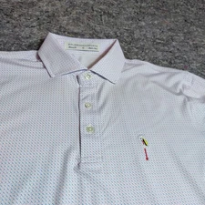 Greyson  Men's Golf Polo Size Medium Golf Tee Print White Short Sleeve 
