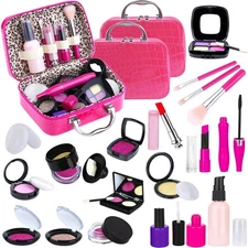 TEPSMIGO 2 Pack Pretend Makeup Kit for Girls, Kids Pretend Play Makeup Set - ...