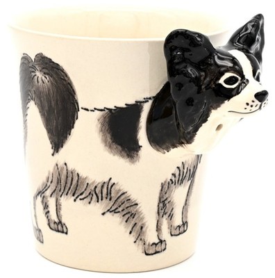 Hand Painted Porcelain Coffee Tea Mug Hot Cold 3D Animal Cup -Papillon Dog